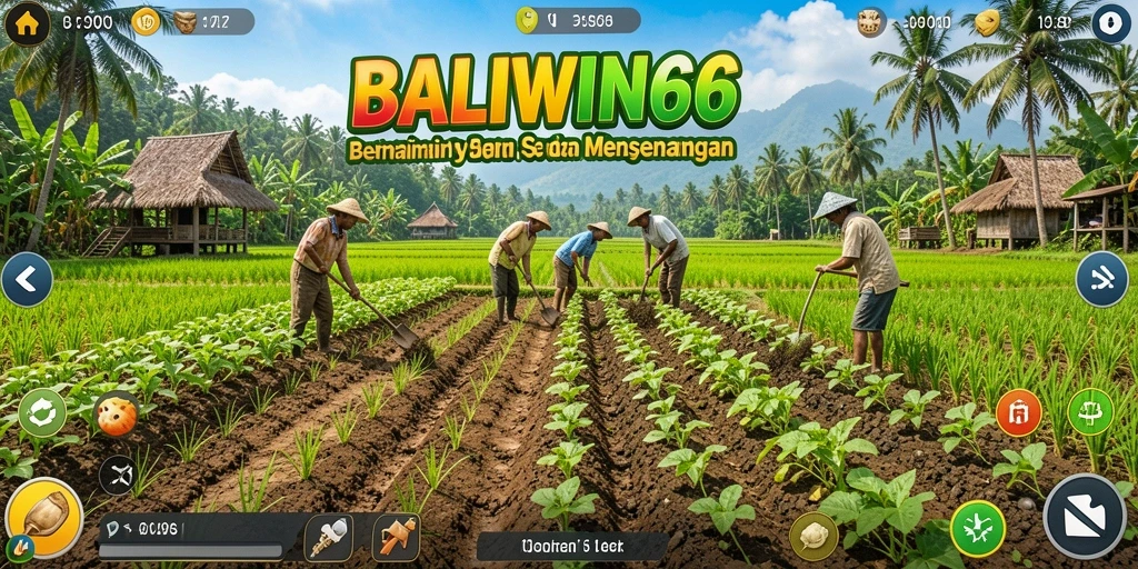 Tangkapan layar gameplay BALIWIN66 dengan suasana pertanian yang indah.