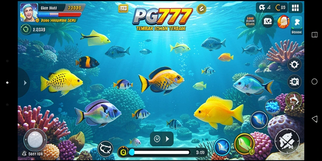 Gameplay PG777 yang seru dengan berbagai ikan menarik untuk ditembak.